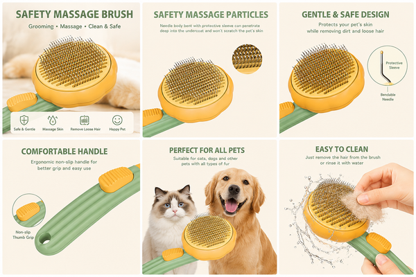 Self-Cleaning Pet Grooming Brush