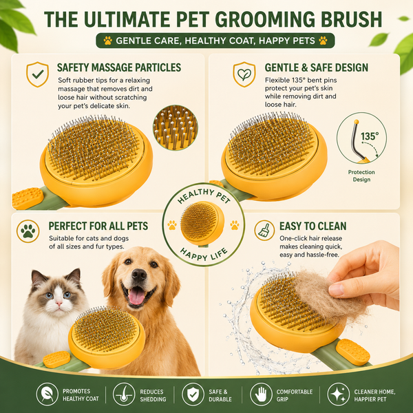 Self-Cleaning Pet Grooming Brush